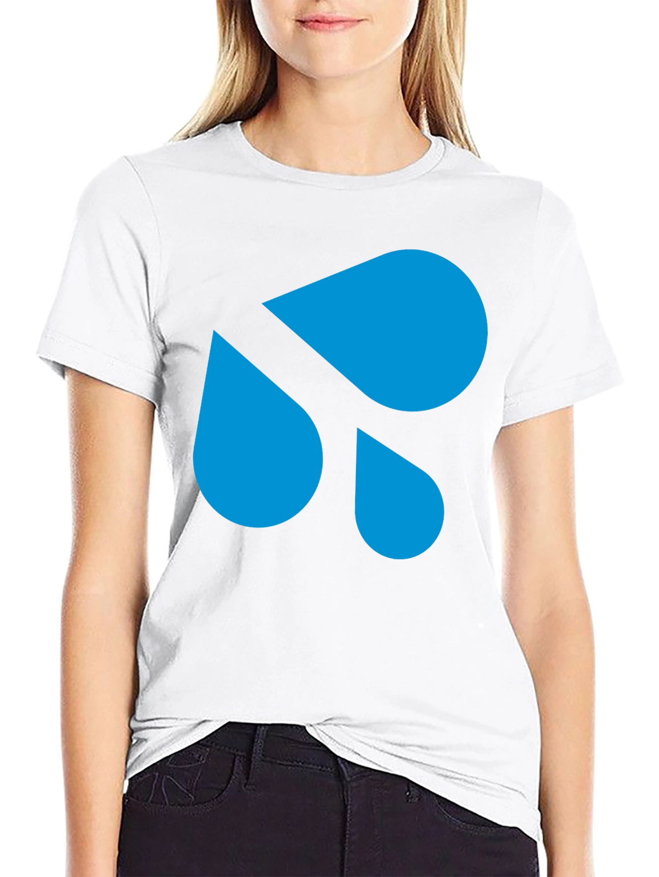Modern Blue Droplet Design Black T-Shirt