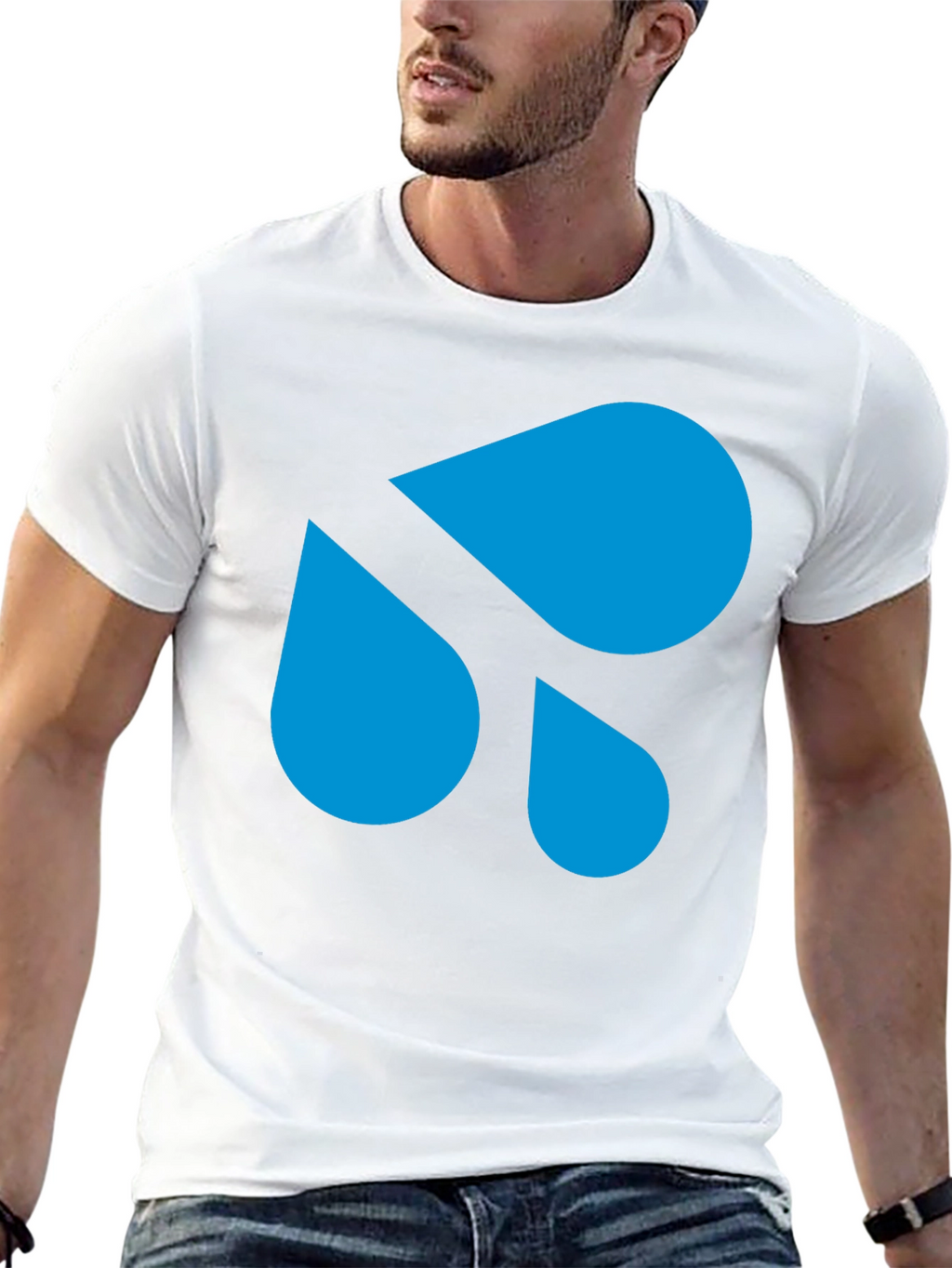 Modern Blue Droplet Design Black T-Shirt