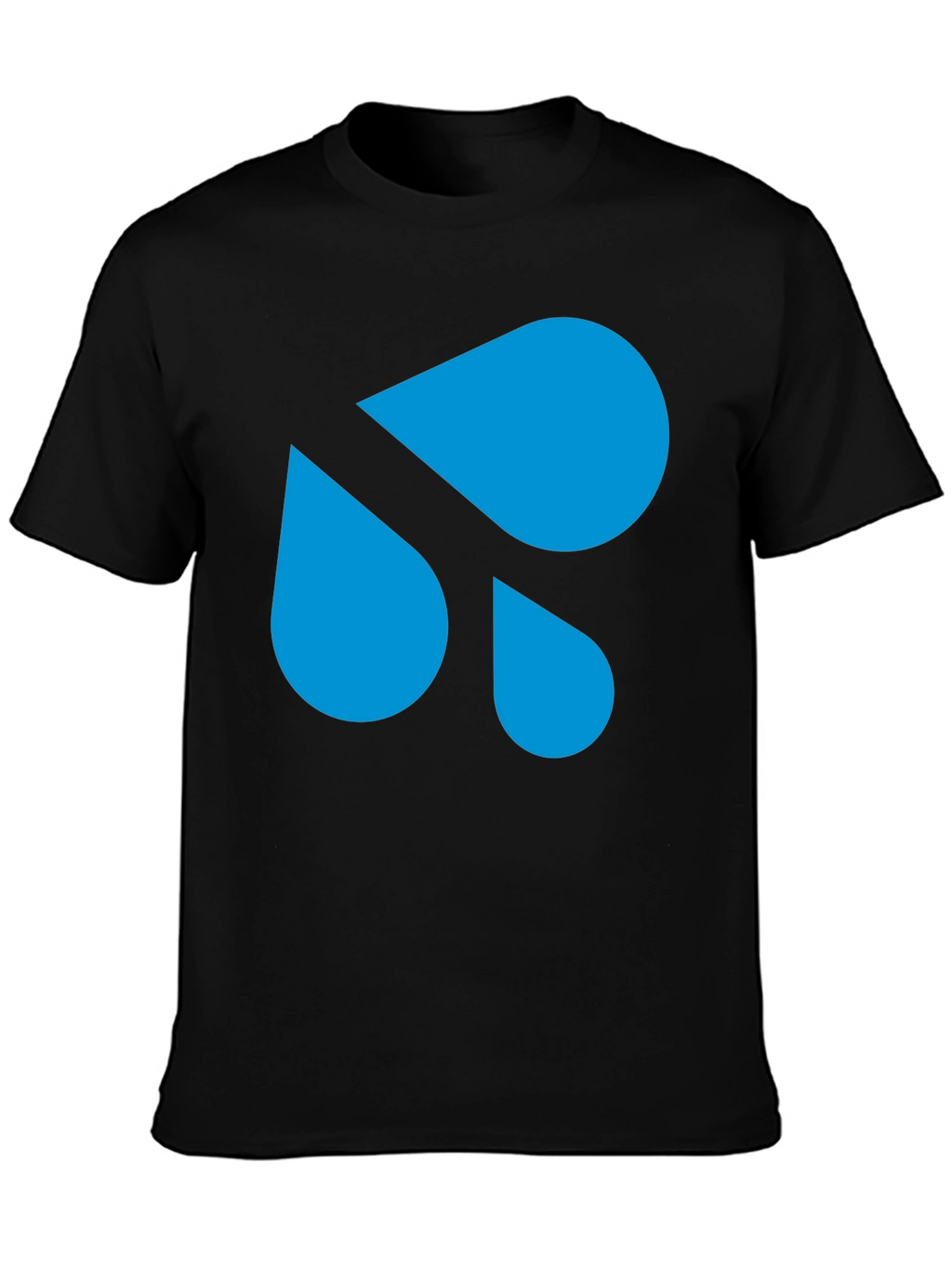 Modern Blue Droplet Design Black T-Shirt