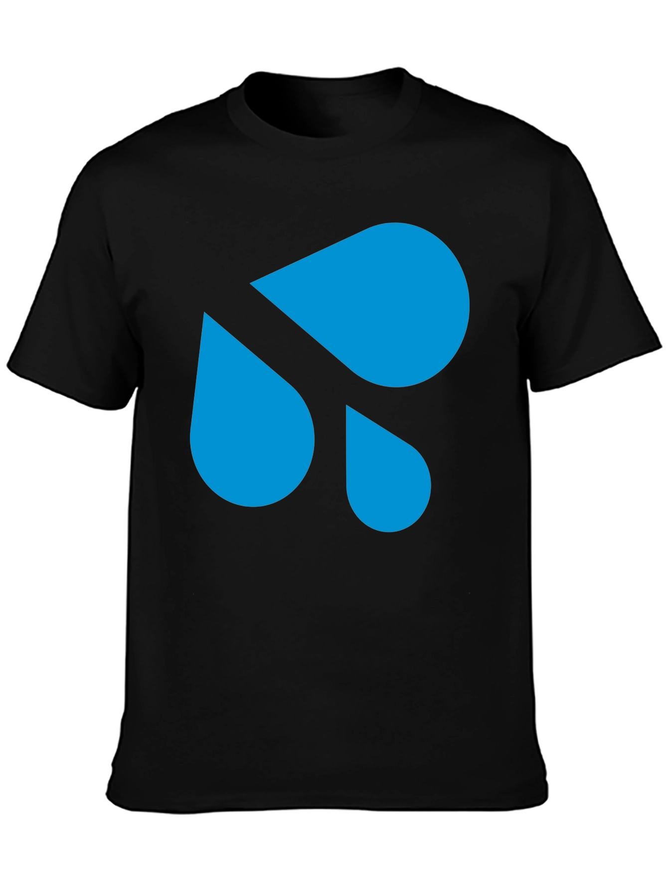 Modern Blue Droplet Design Black T-Shirt