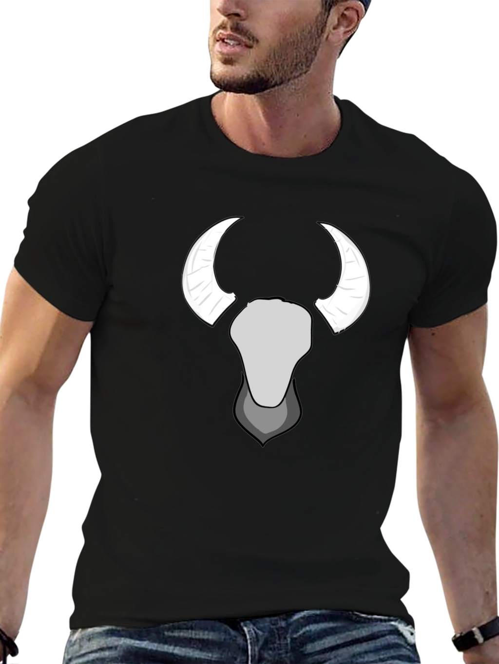 Bull Skull Graphic Tee - Black Cotton T-Shirt
