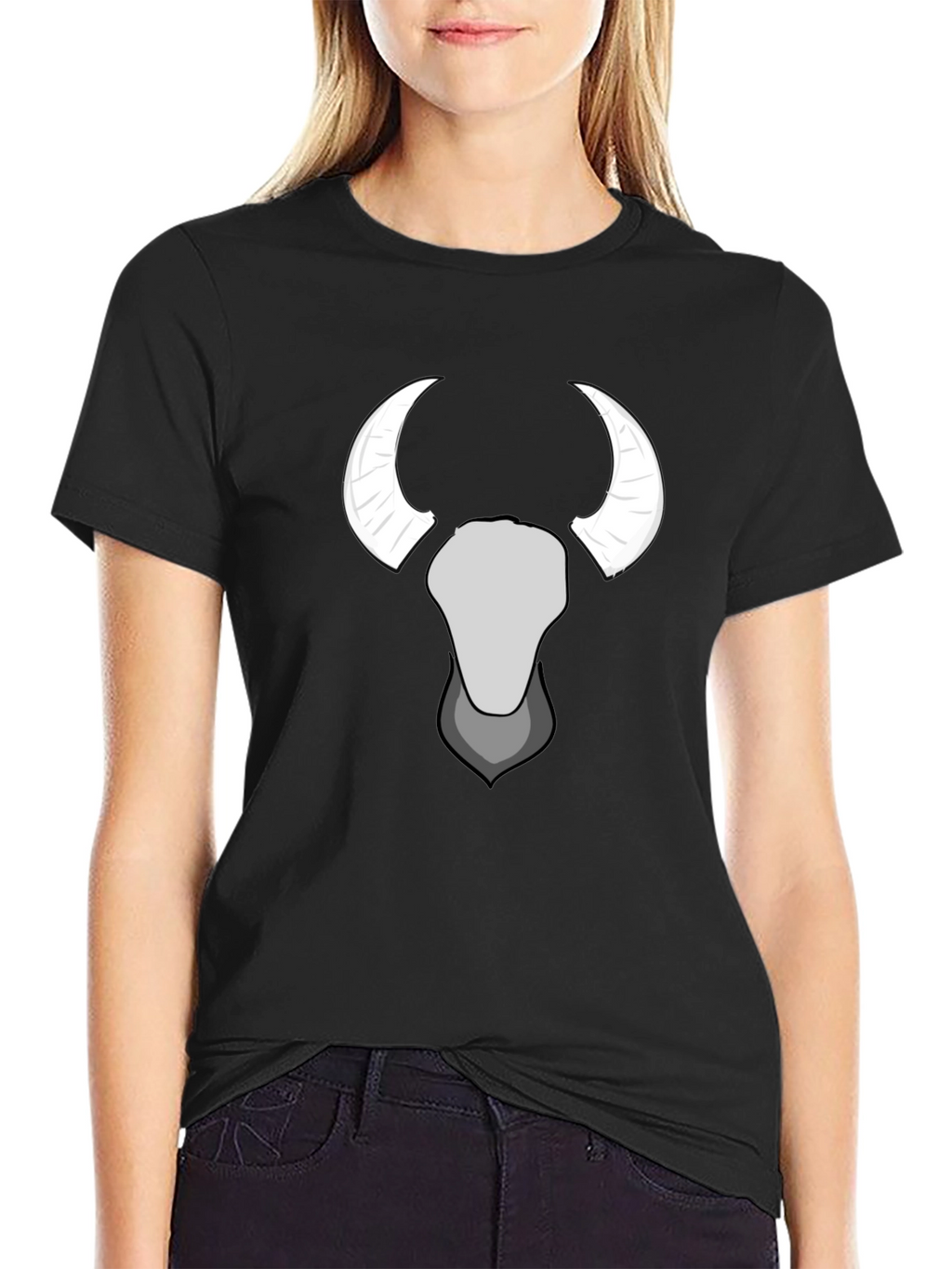 Bull Skull Graphic Tee - Black Cotton T-Shirt