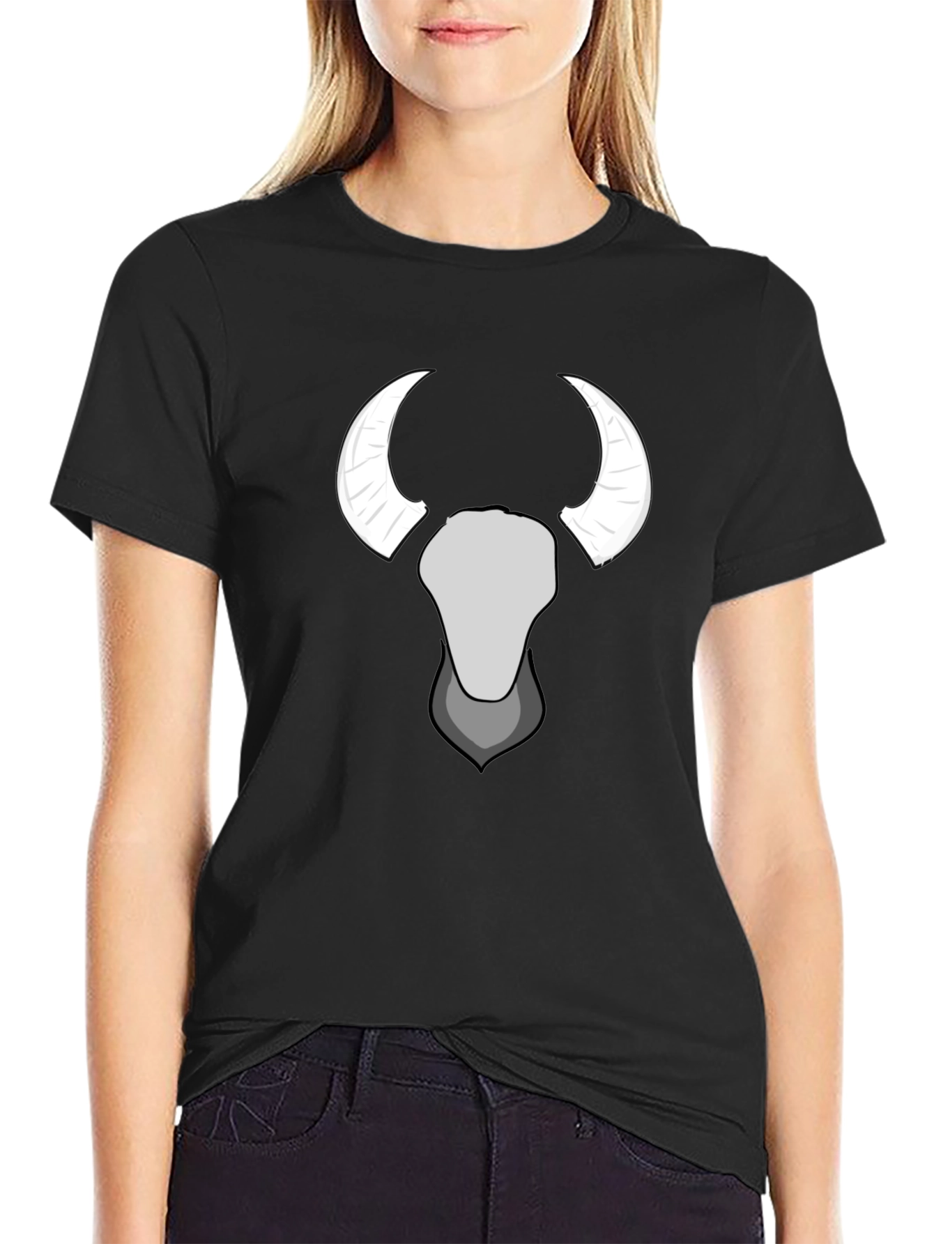 Bull Skull Graphic Tee - Black Cotton T-Shirt