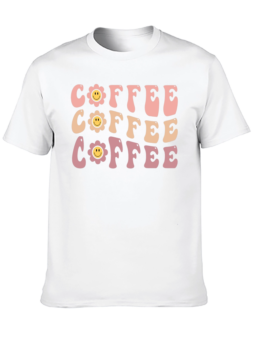 Retro Coffee Graphic Tee - Flower Power Design