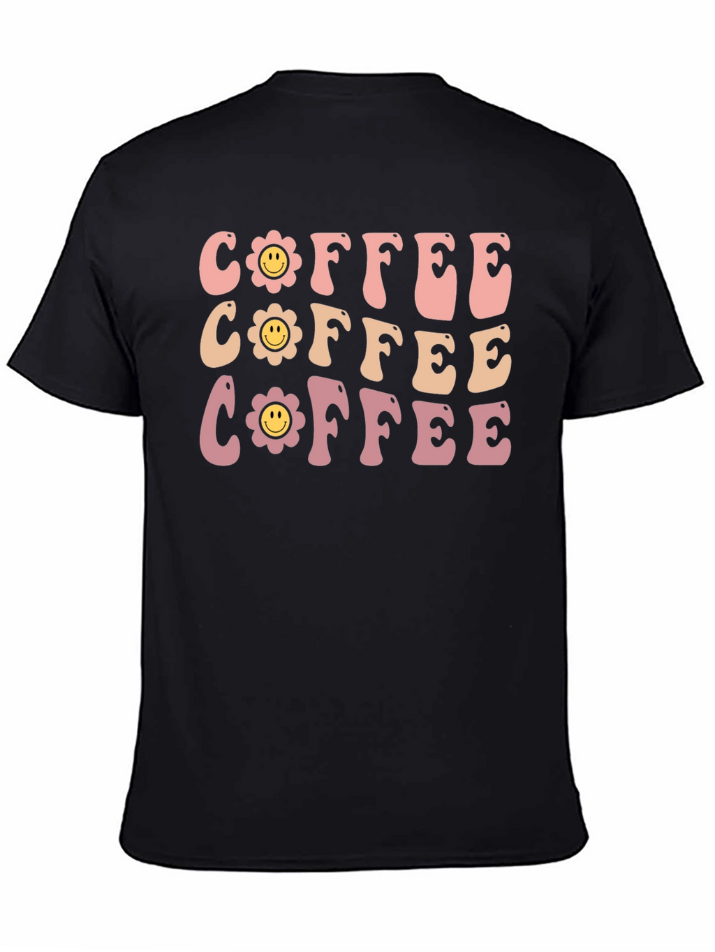 Retro Coffee Graphic Tee - Flower Power Design