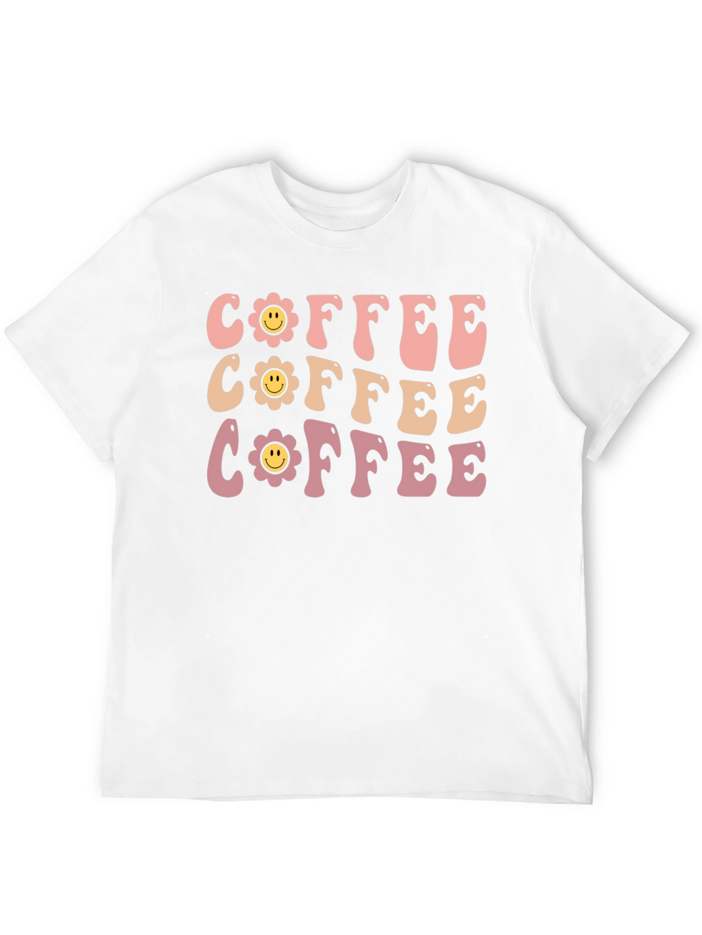 Retro Coffee Graphic Tee - Flower Power Design