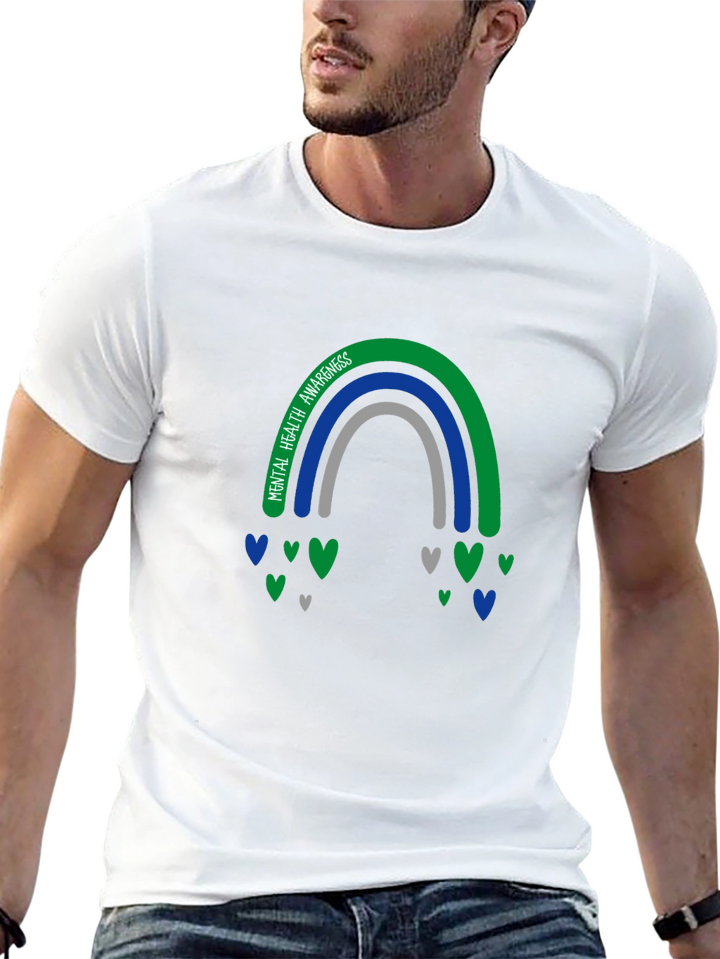 Mental Health Awareness Rainbow Heart Tee
