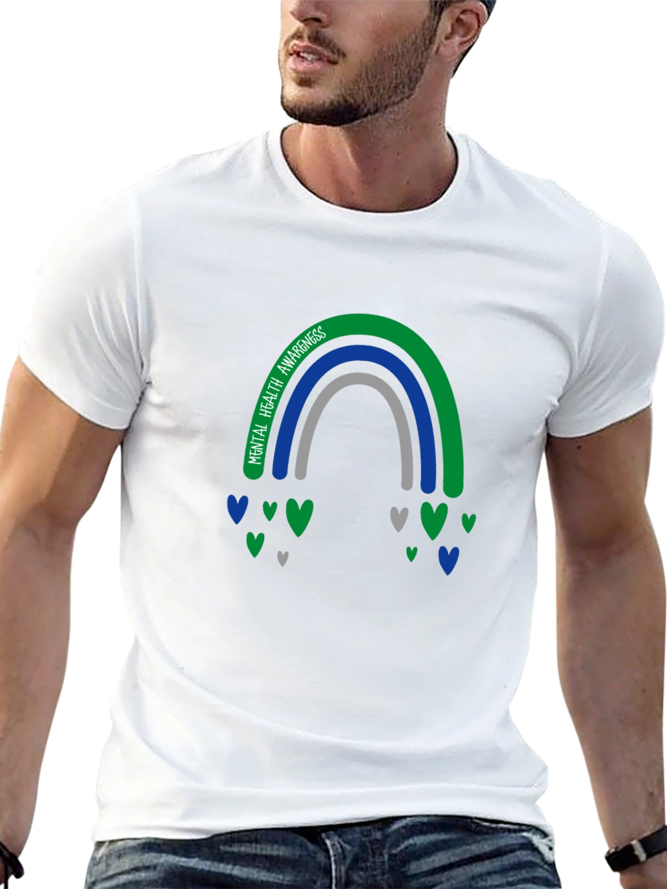 Mental Health Awareness Rainbow Heart Tee