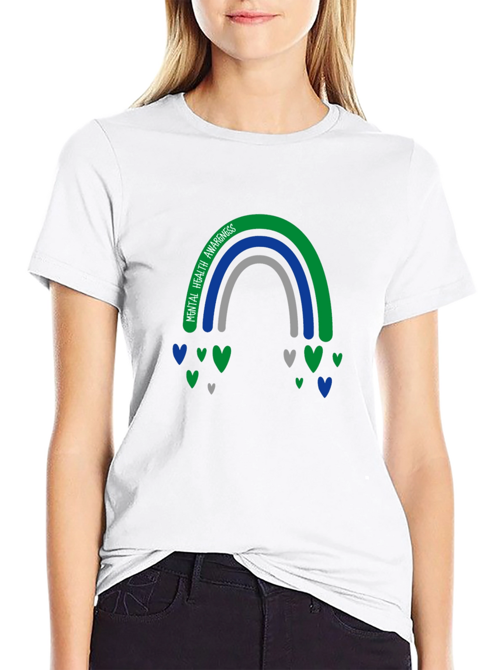 Mental Health Awareness Rainbow Heart Tee