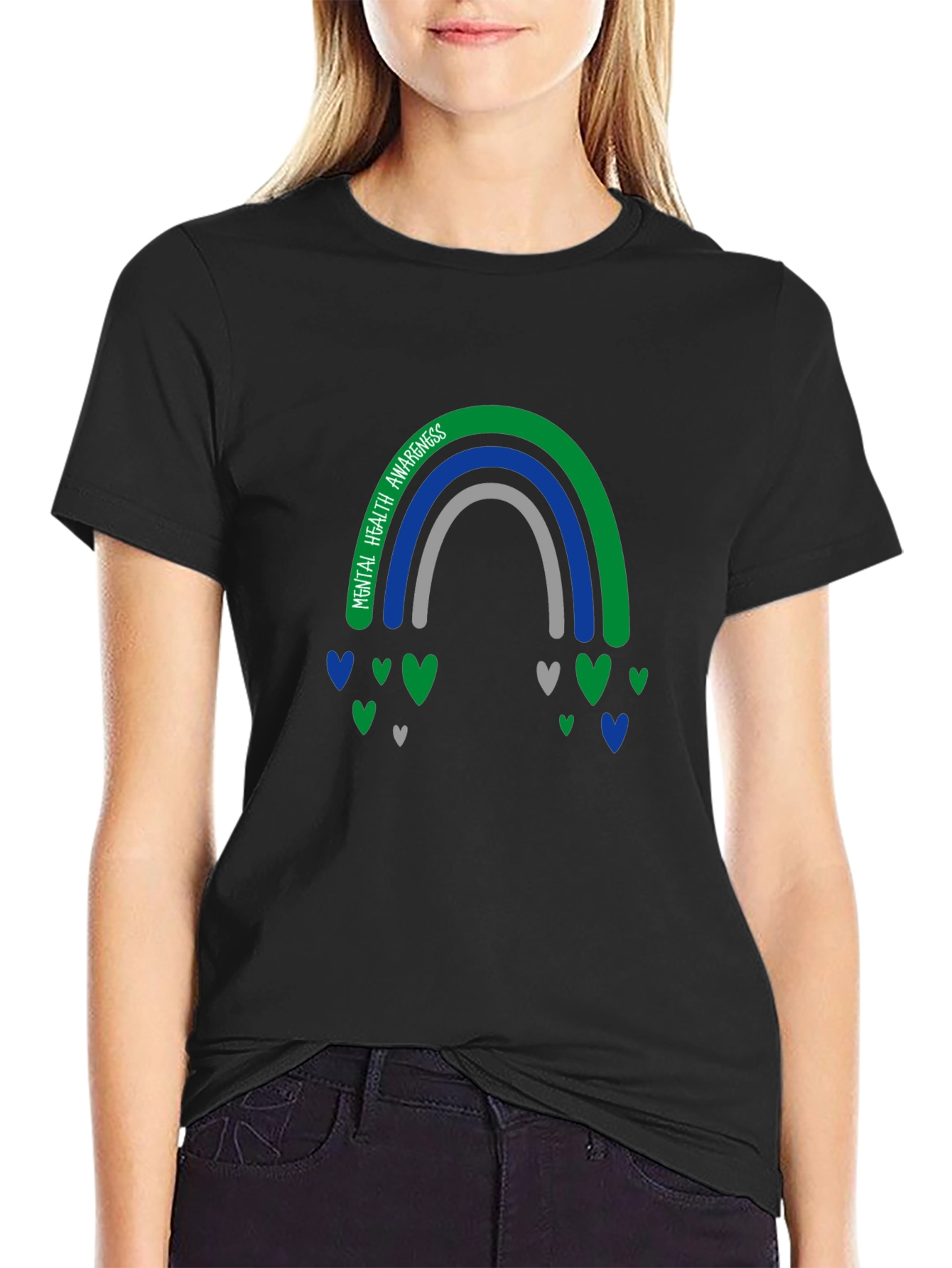 Mental Health Awareness Rainbow Heart Tee