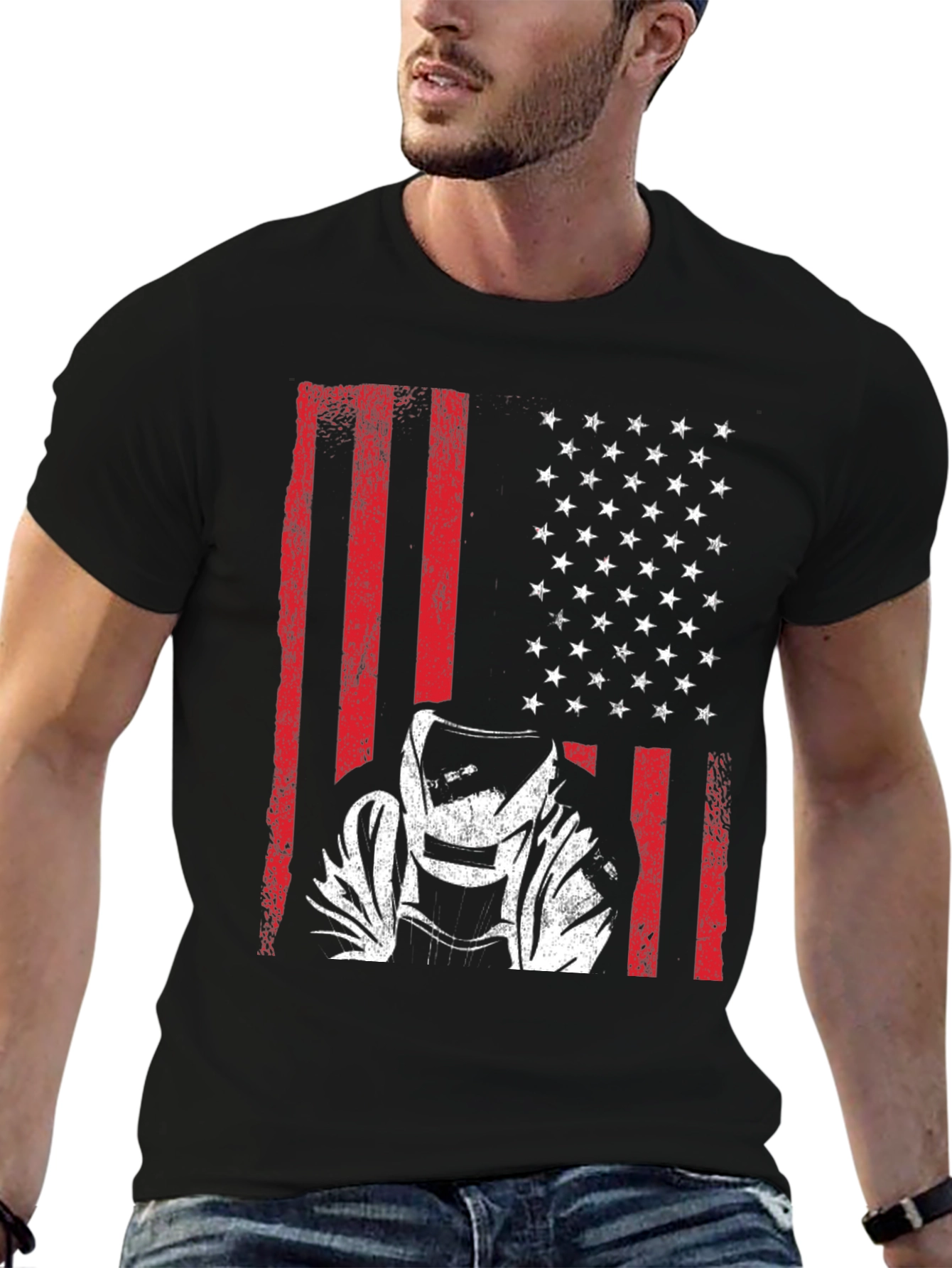 Welder American Flag Graphic T-Shirt