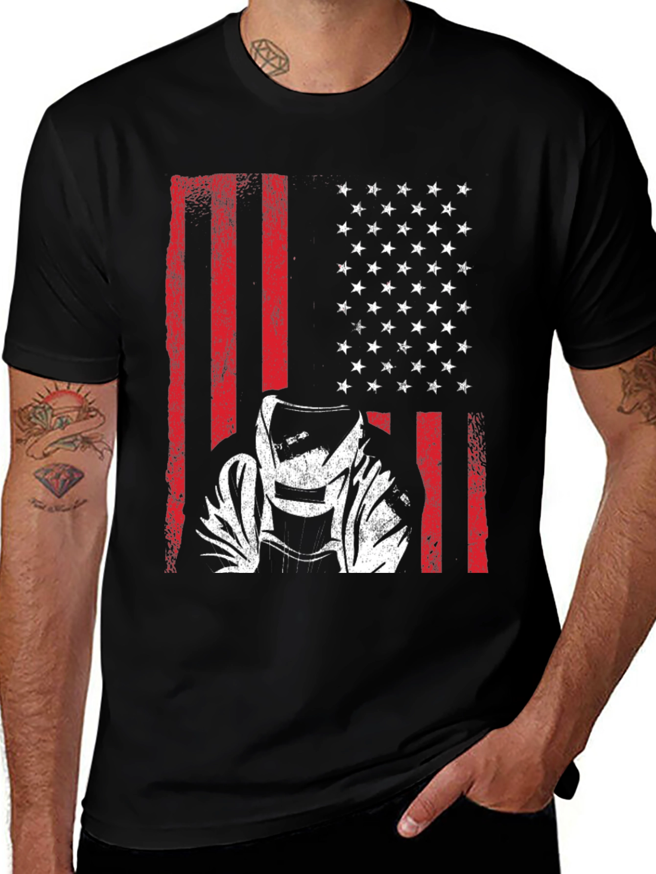 Welder American Flag Graphic T-Shirt