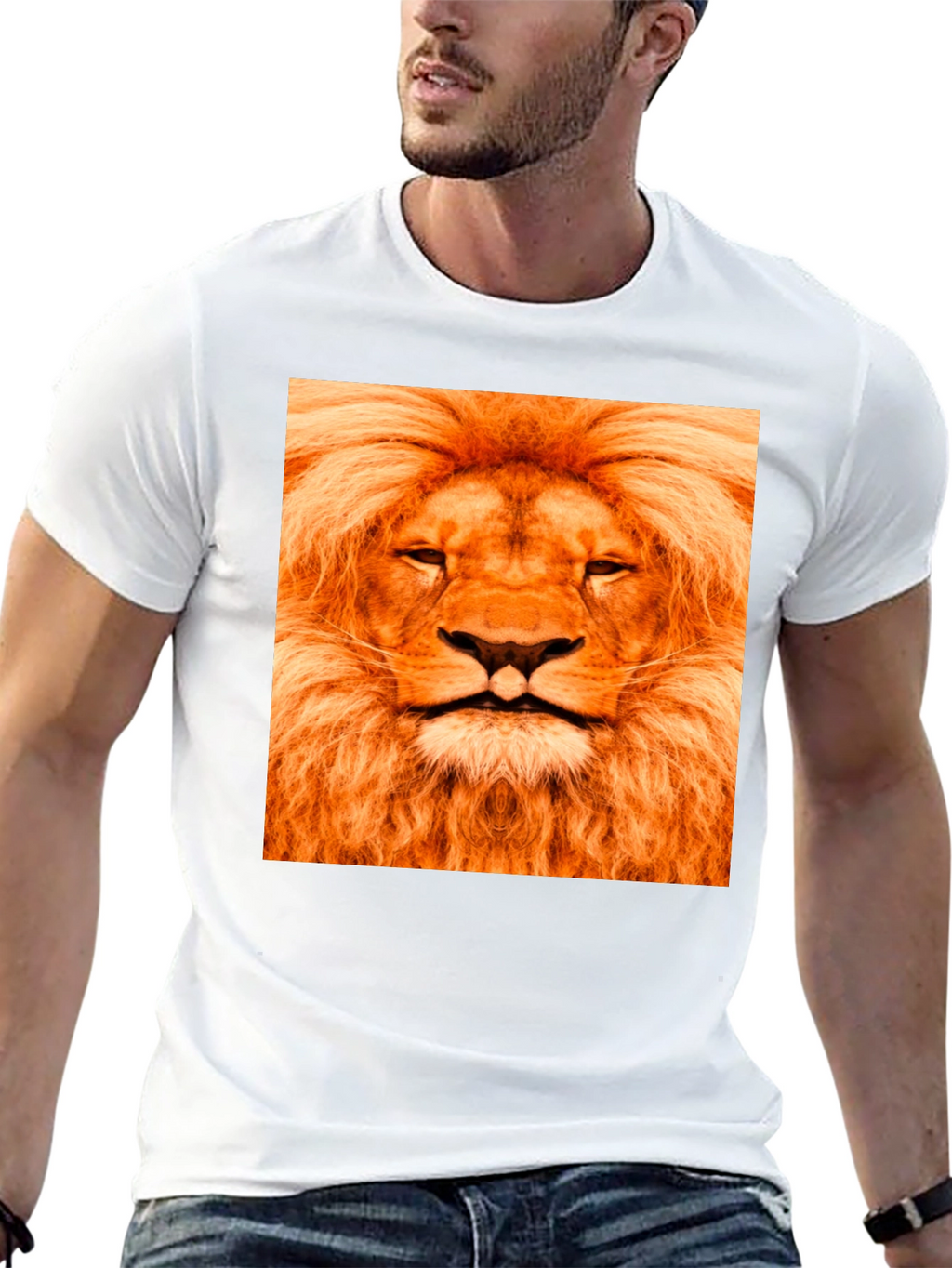 Lion Face Graphic Black T-Shirt
