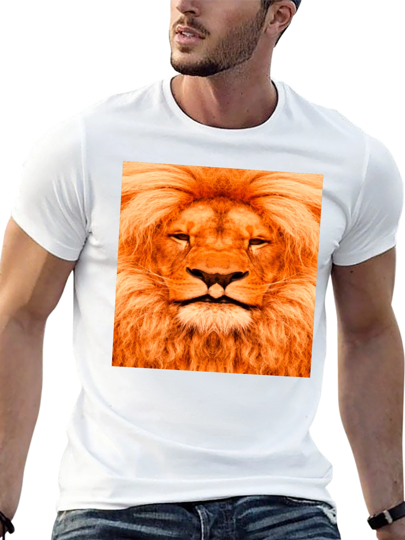 Lion Face Graphic Black T-Shirt