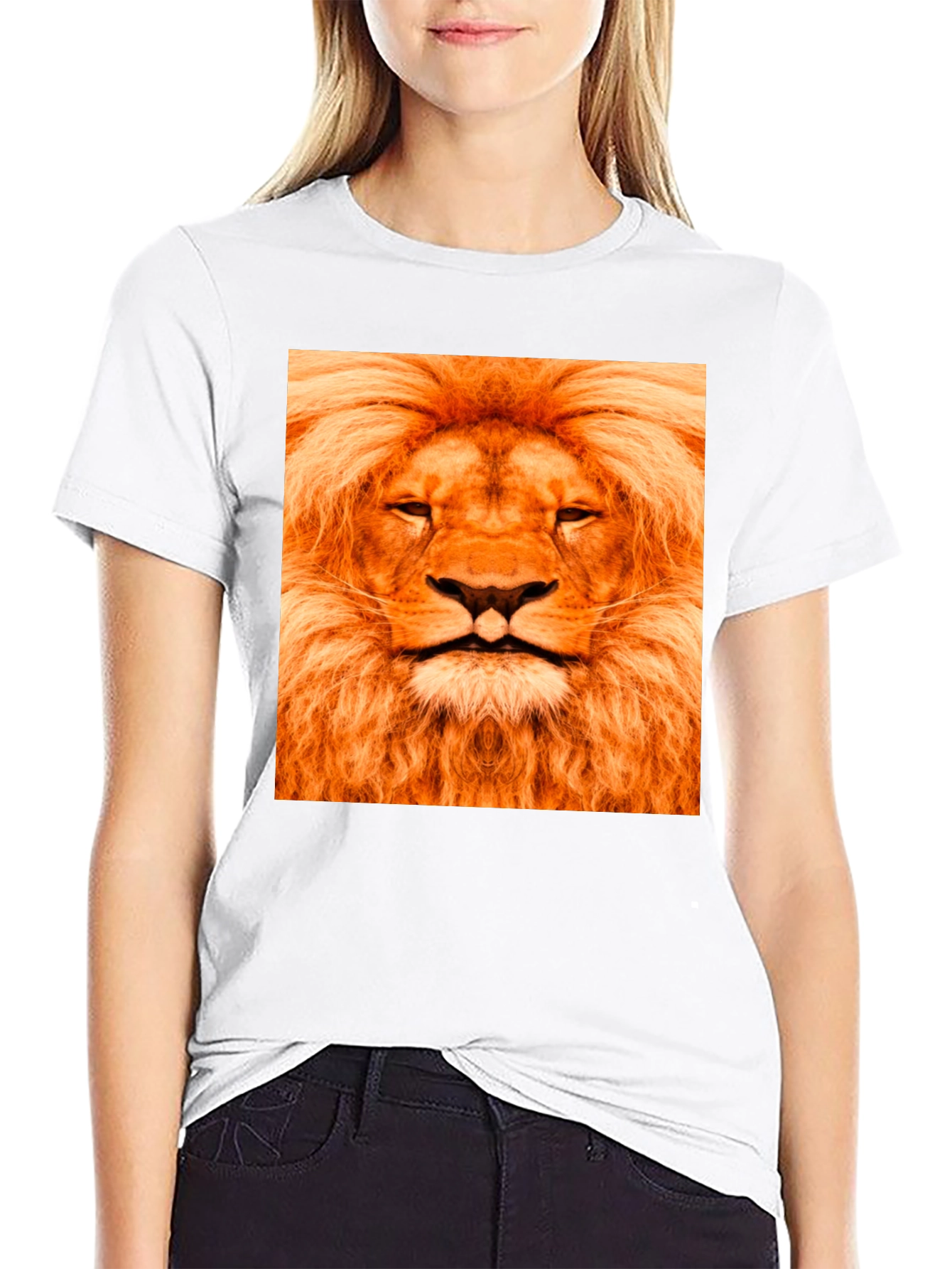 Lion Face Graphic Black T-Shirt
