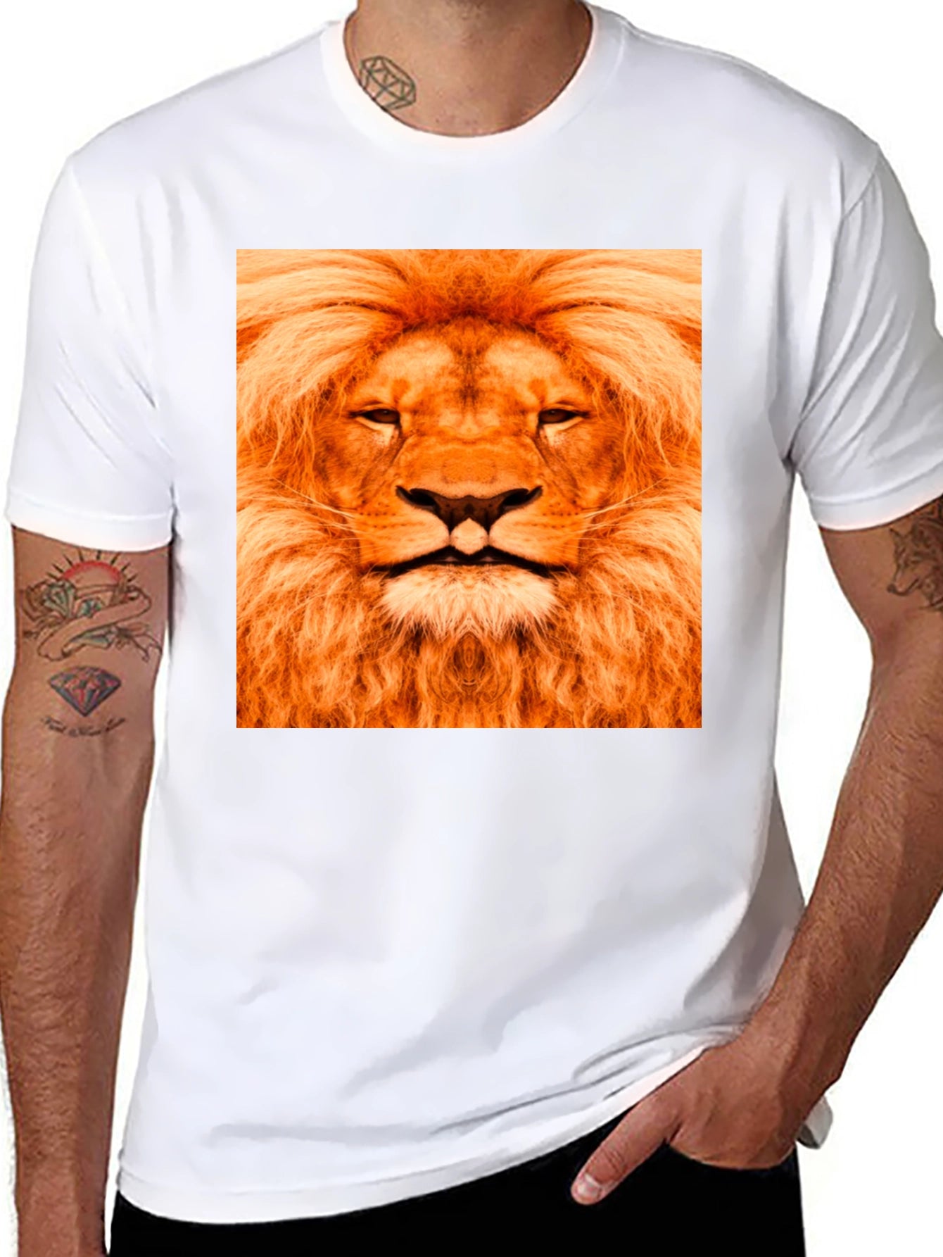 Lion Face Graphic Black T-Shirt