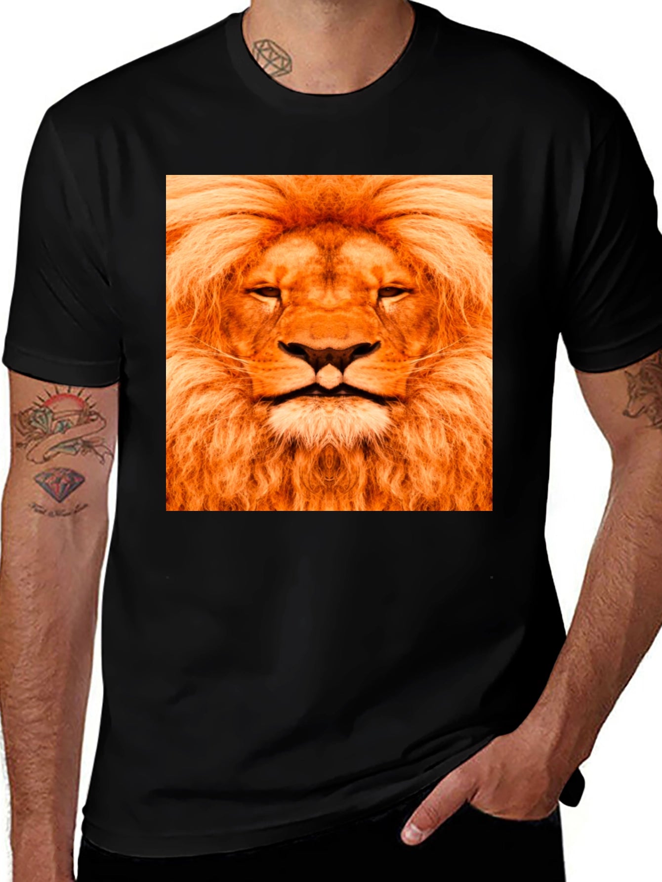 Lion Face Graphic Black T-Shirt