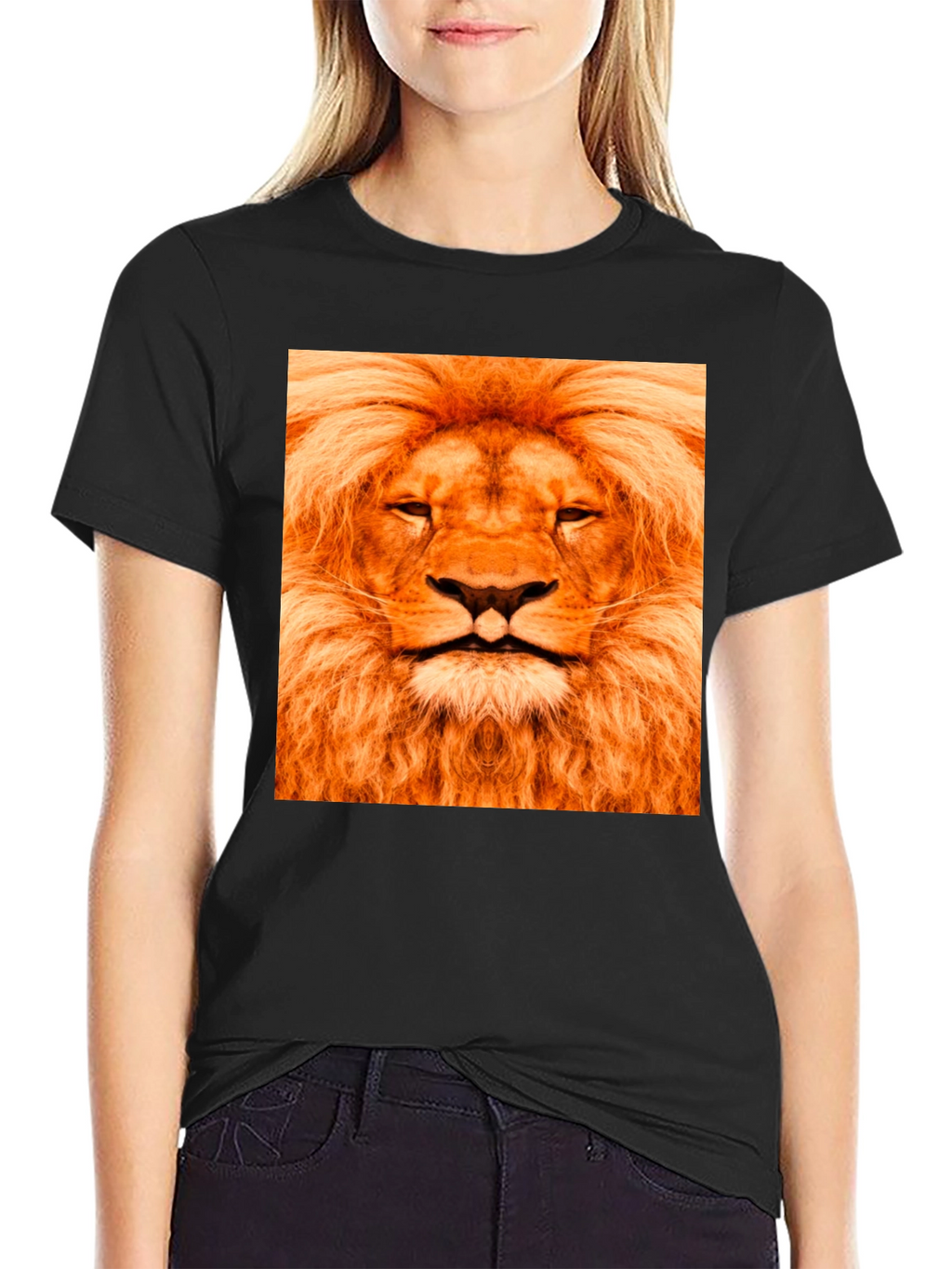 Lion Face Graphic Black T-Shirt