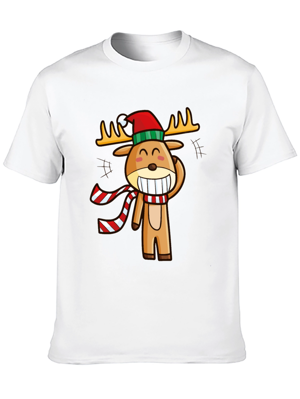 Festive Reindeer Graphic Tee - Holiday Cheer