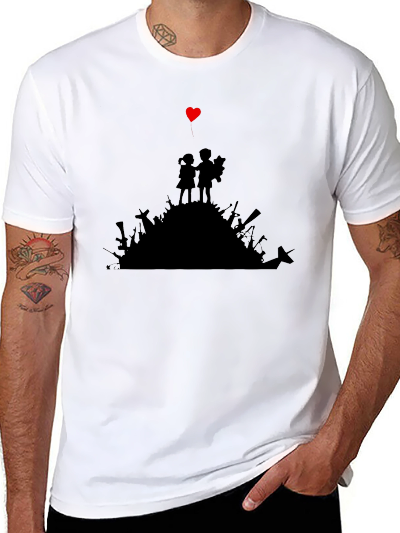 Heart Graphic T-Shirt - Peace Over Weapons