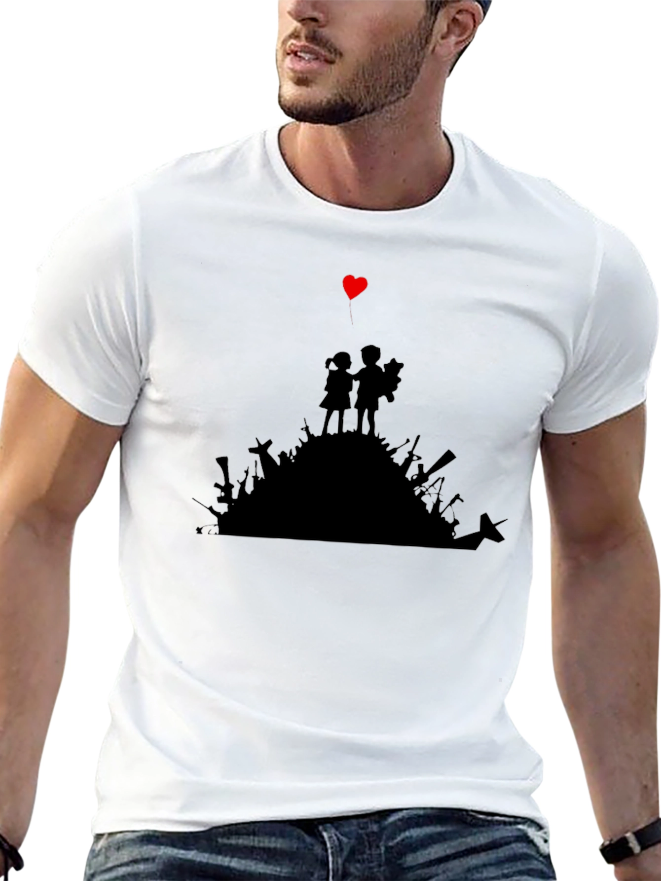 Heart Graphic T-Shirt - Peace Over Weapons