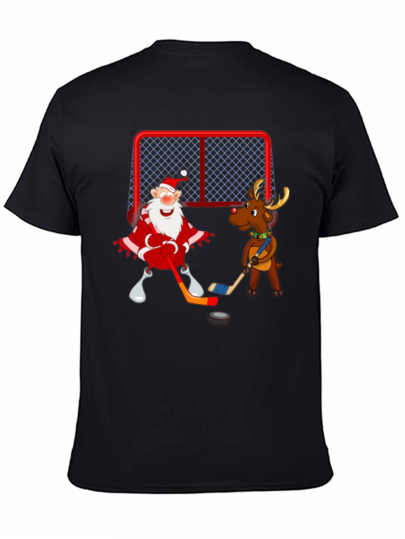 Santa & Reindeer Hockey Christmas T-Shirt