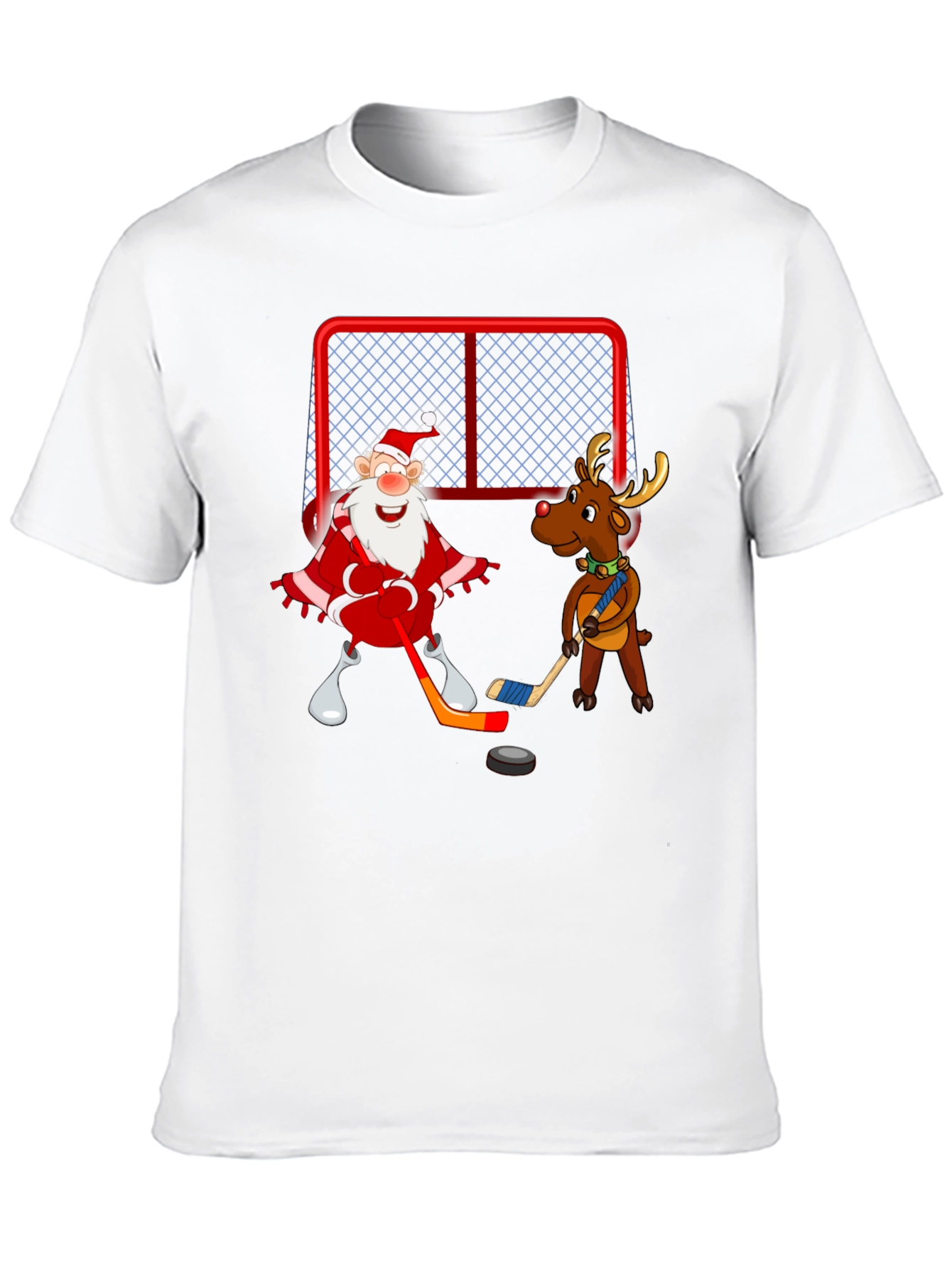 Santa & Reindeer Hockey Christmas T-Shirt