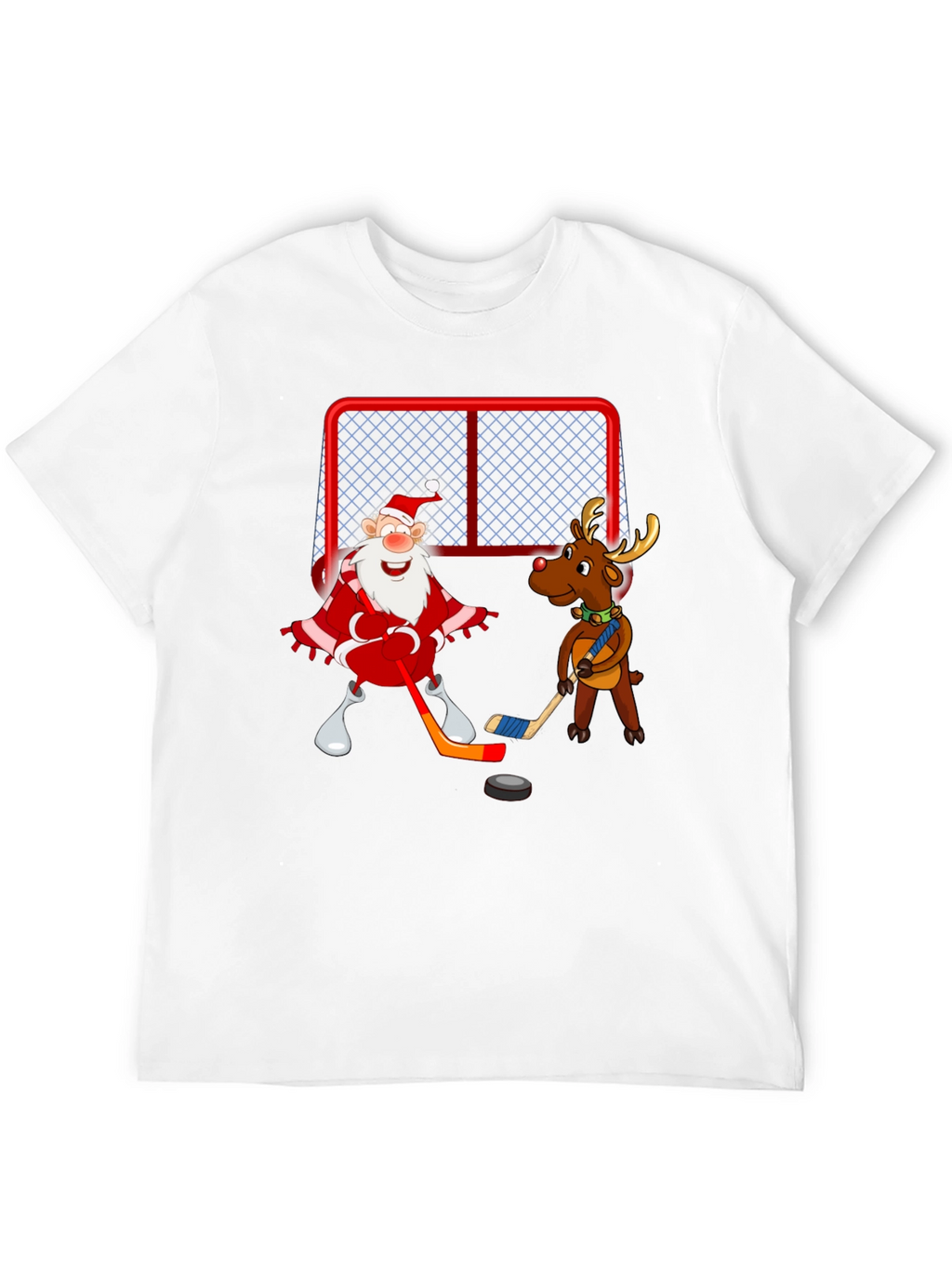 Santa & Reindeer Hockey Christmas T-Shirt