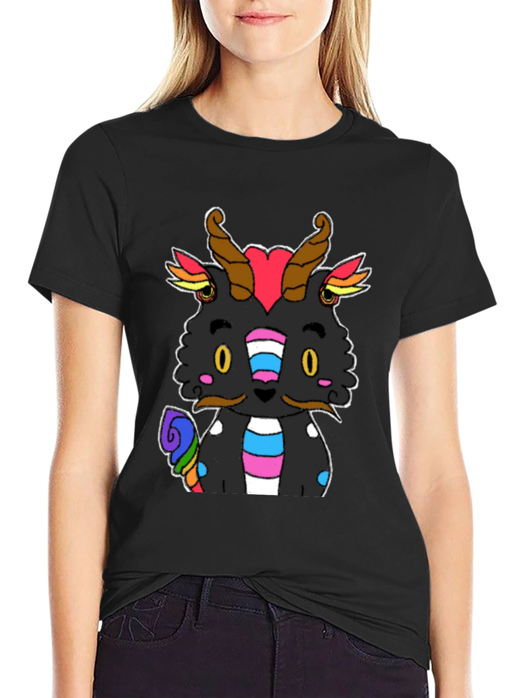 Pride Dragon Graphic Tee - Black Cotton T-Shirt