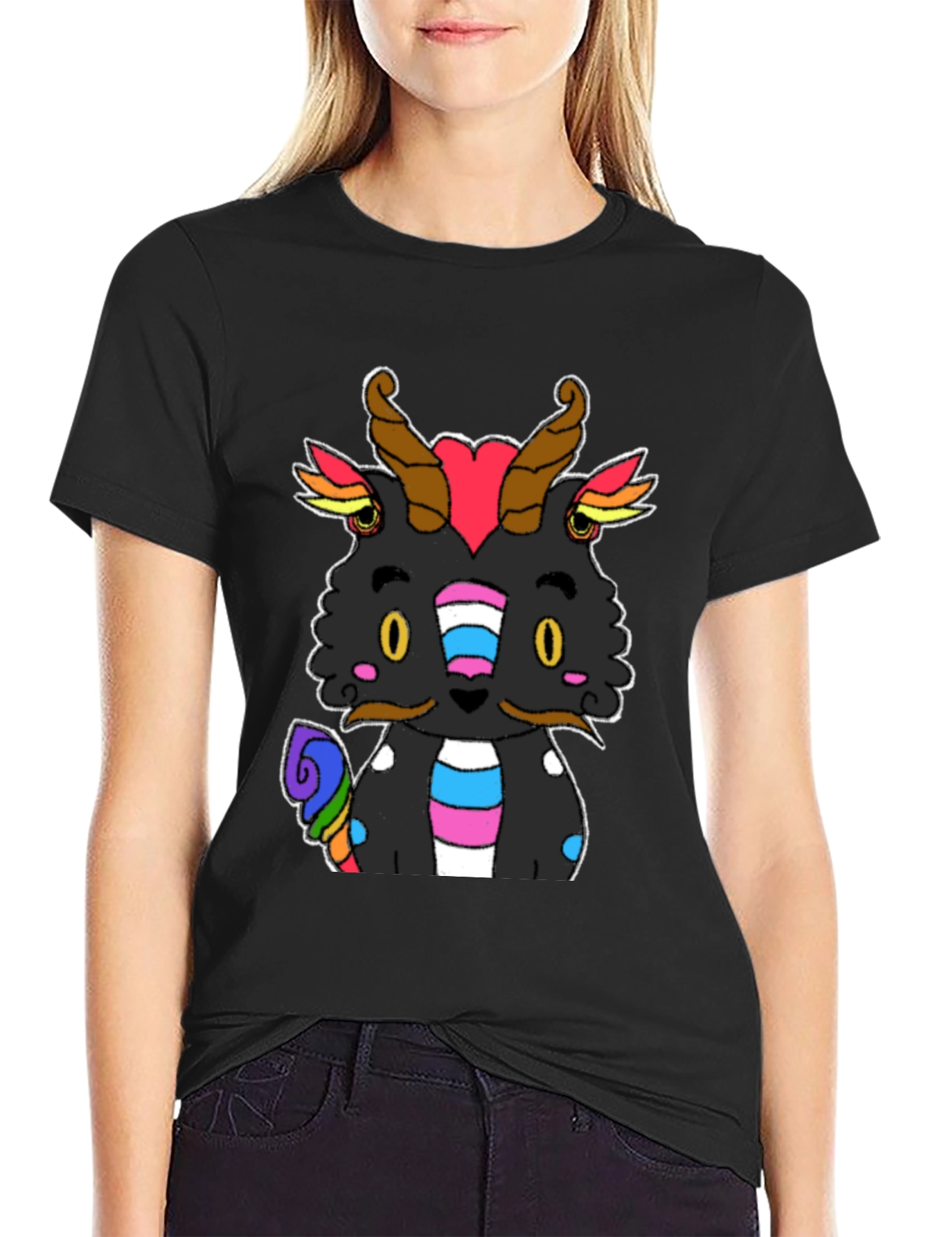 Pride Dragon Graphic Tee - Black Cotton T-Shirt