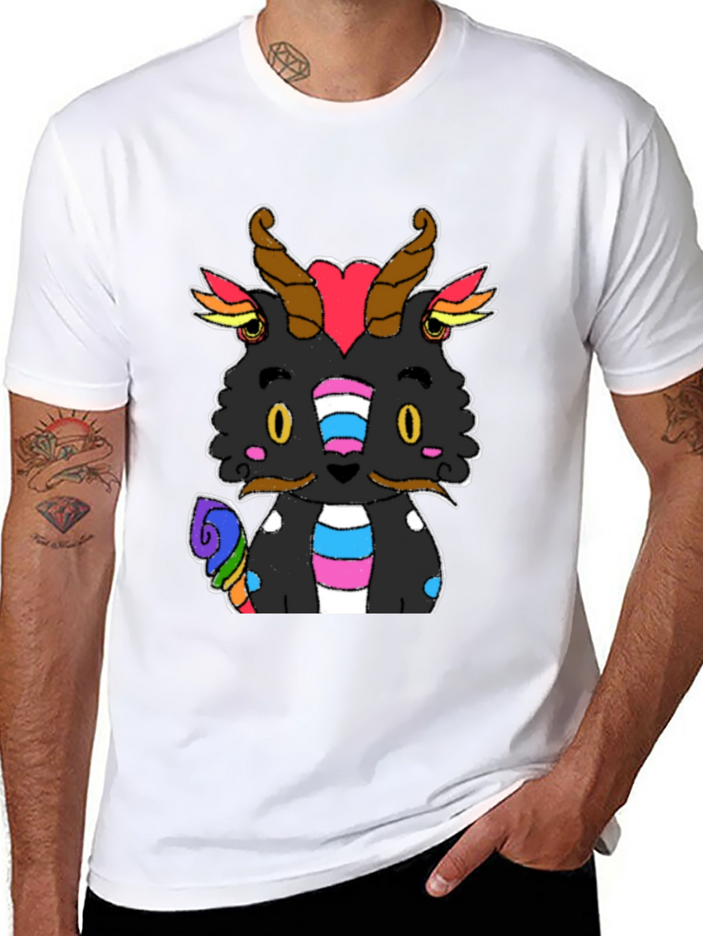 Pride Dragon Graphic Tee - Black Cotton T-Shirt