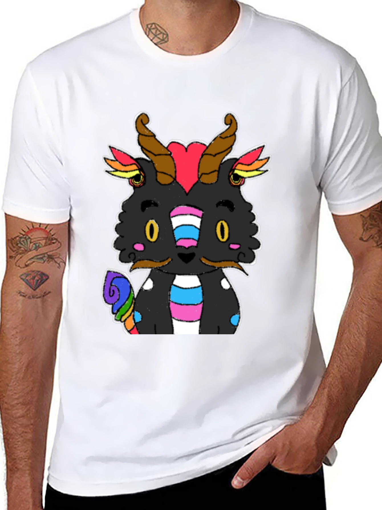 Pride Dragon Graphic Tee - Black Cotton T-Shirt