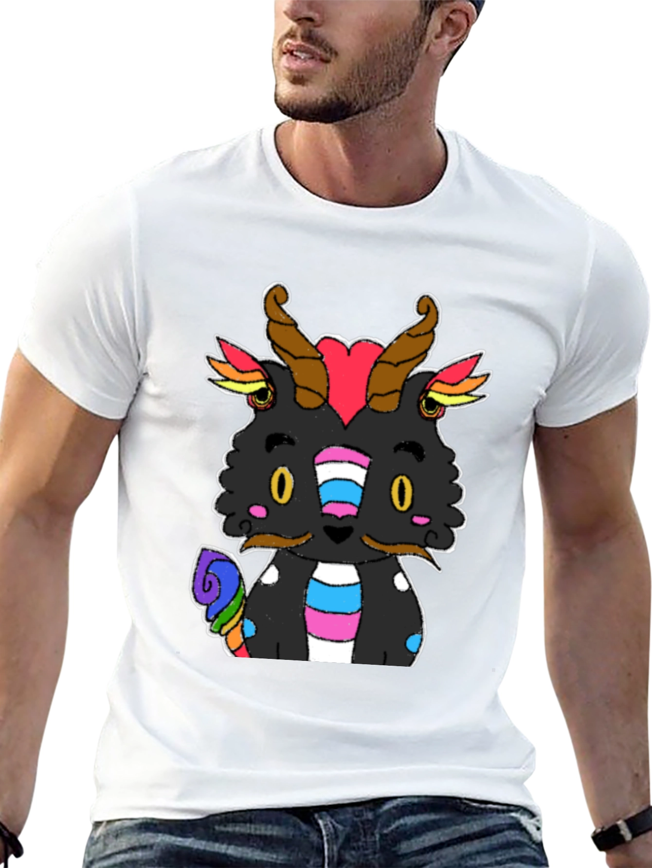 Pride Dragon Graphic Tee - Black Cotton T-Shirt