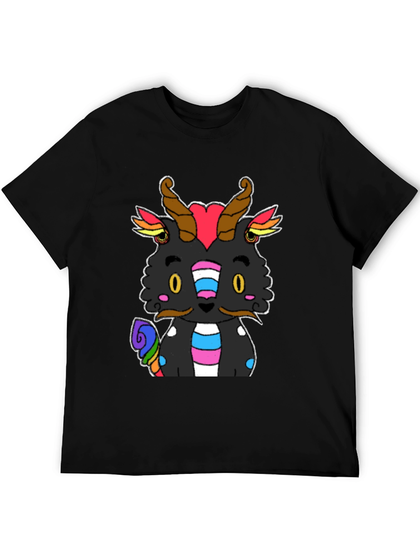 Pride Dragon Graphic Tee - Black Cotton T-Shirt