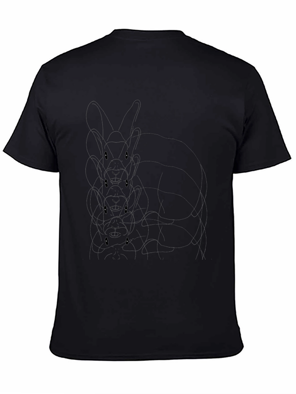 Mens Black Graphic Tee - Stacked Bunny Design