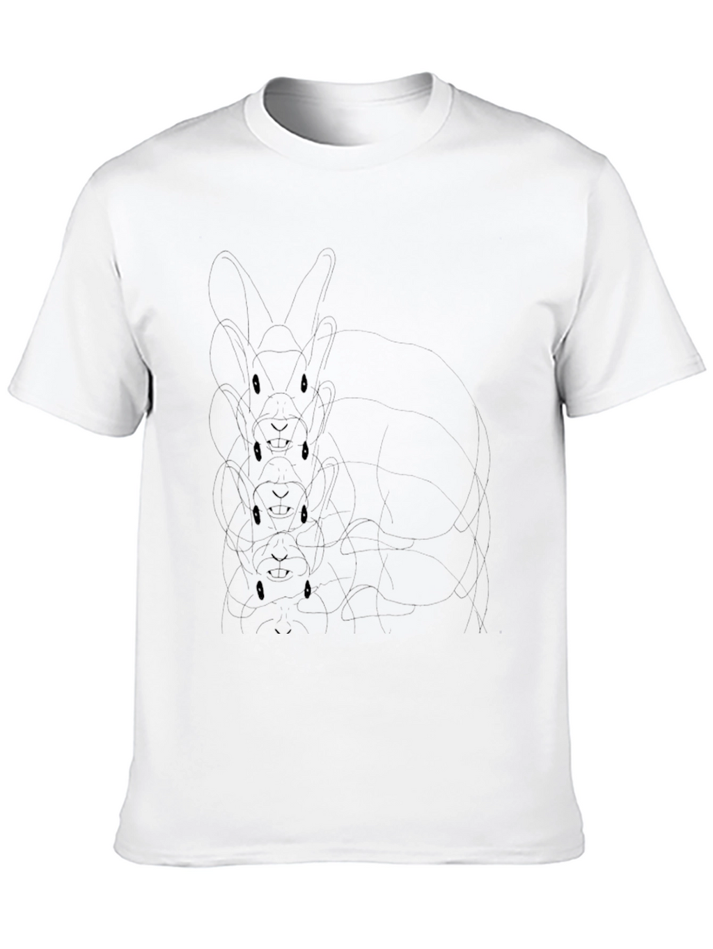 Mens Black Graphic Tee - Stacked Bunny Design