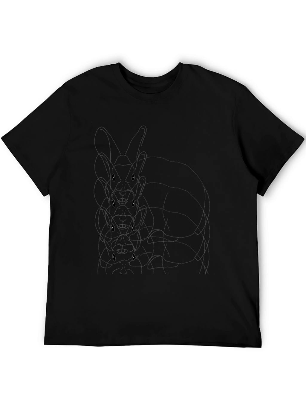 Mens Black Graphic Tee - Stacked Bunny Design