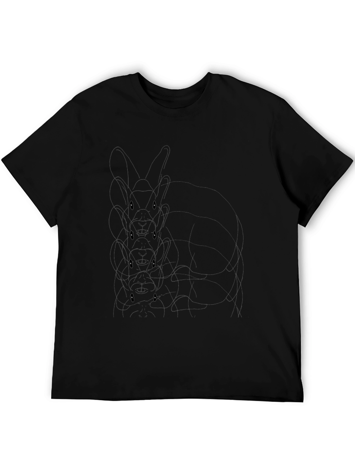 Mens Black Graphic Tee - Stacked Bunny Design