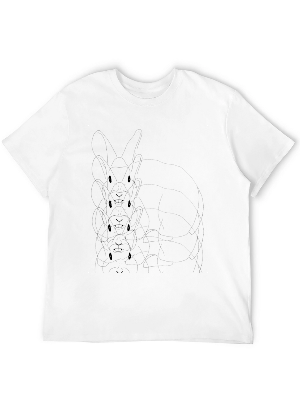 Mens Black Graphic Tee - Stacked Bunny Design