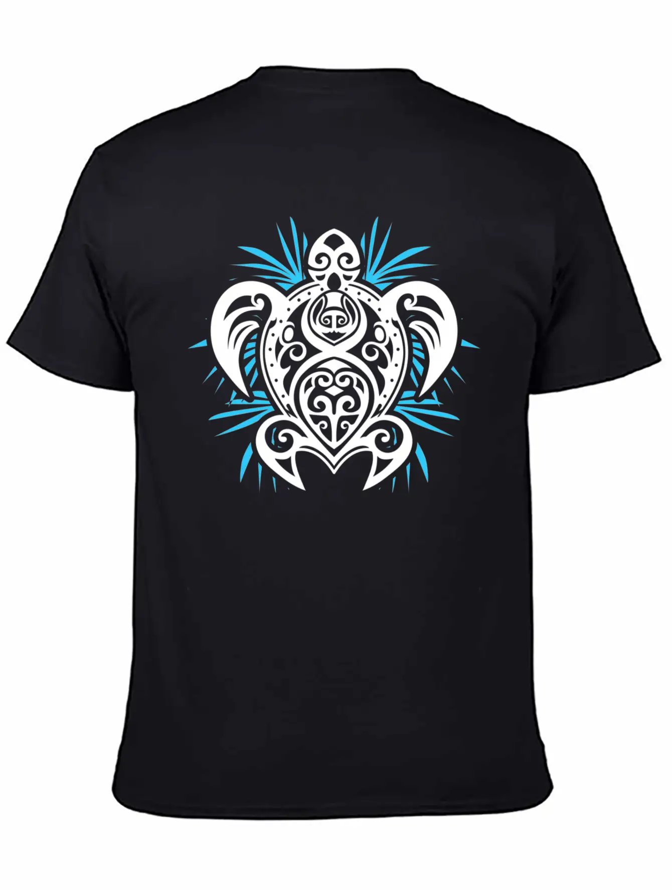 Ocean Blue Tribal Hawaiian Sea Turtle Classic Cotton Tee – Unisex Comfort For Any Season
