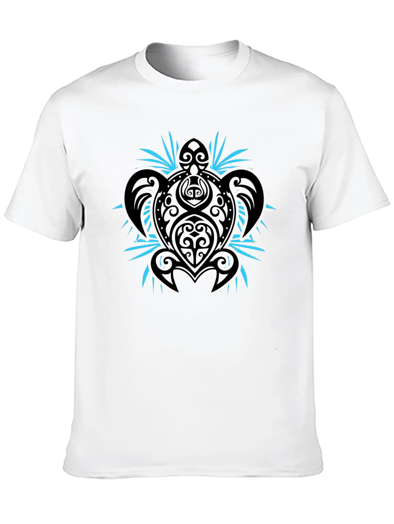 Ocean Blue Tribal Hawaiian Sea Turtle Classic Cotton Tee – Unisex Comfort For Any Season