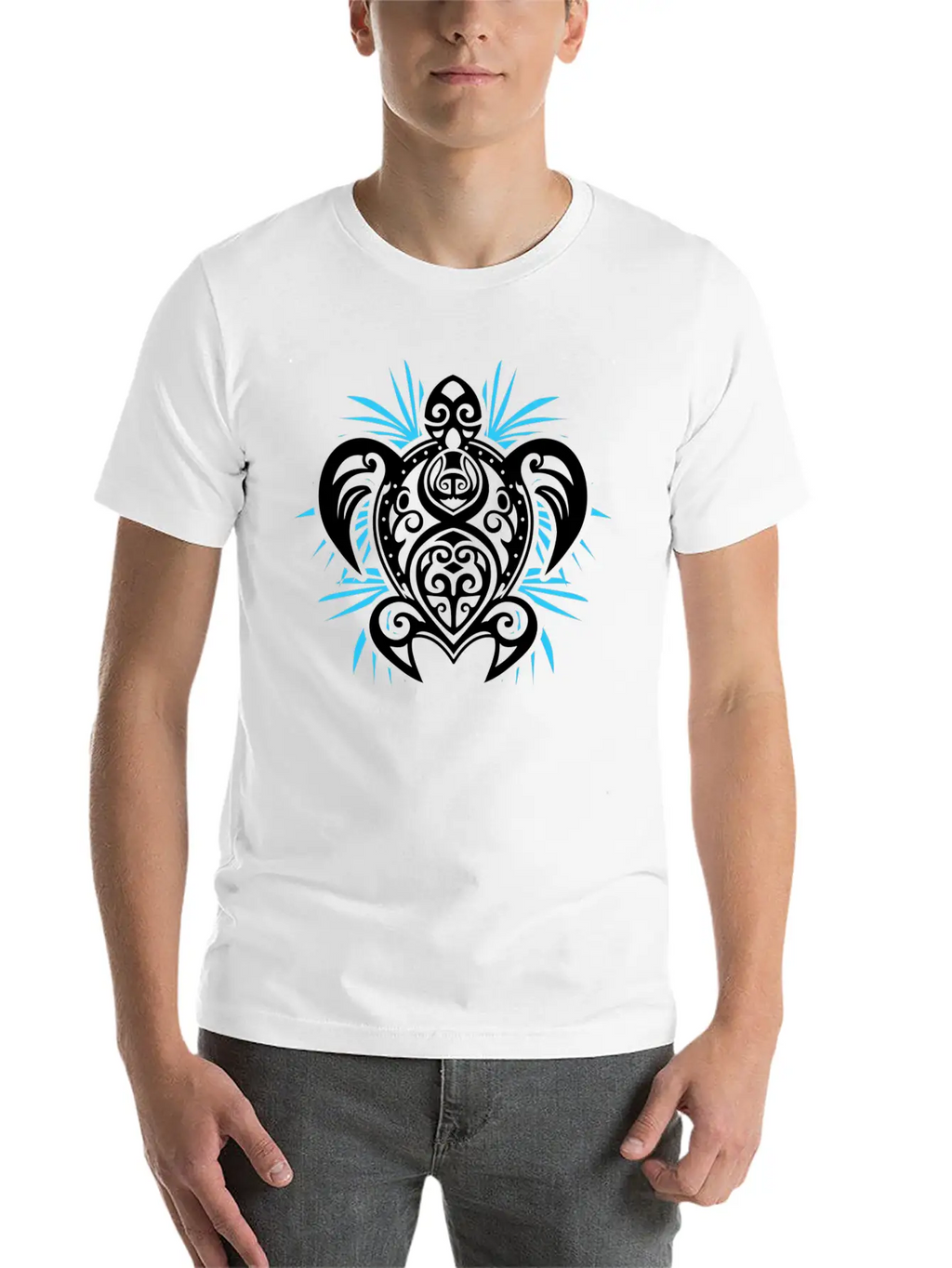 Ocean Blue Tribal Hawaiian Sea Turtle Classic Cotton Tee – Unisex Comfort For Any Season