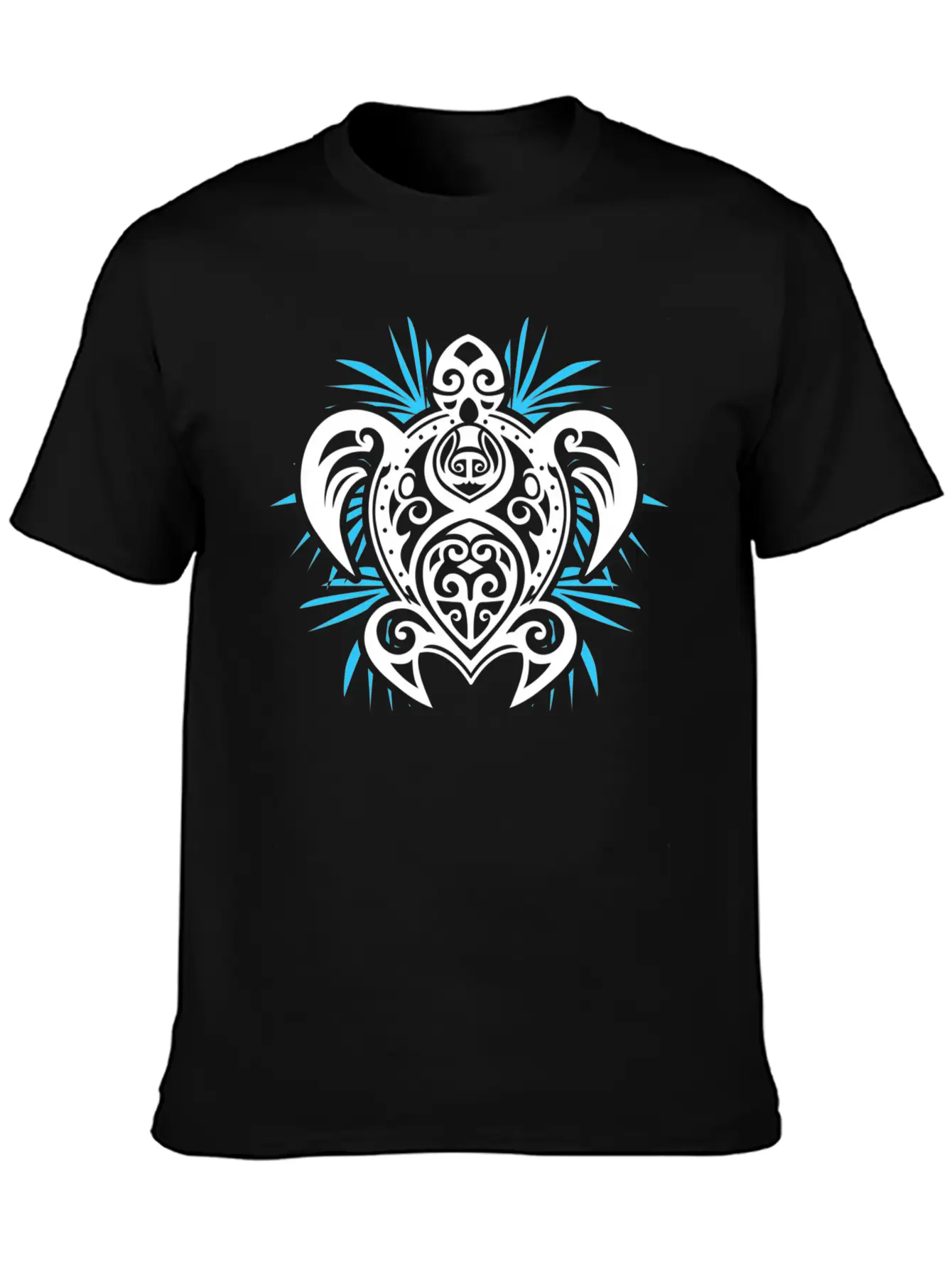 Ocean Blue Tribal Hawaiian Sea Turtle Classic Cotton Tee – Unisex Comfort For Any Season