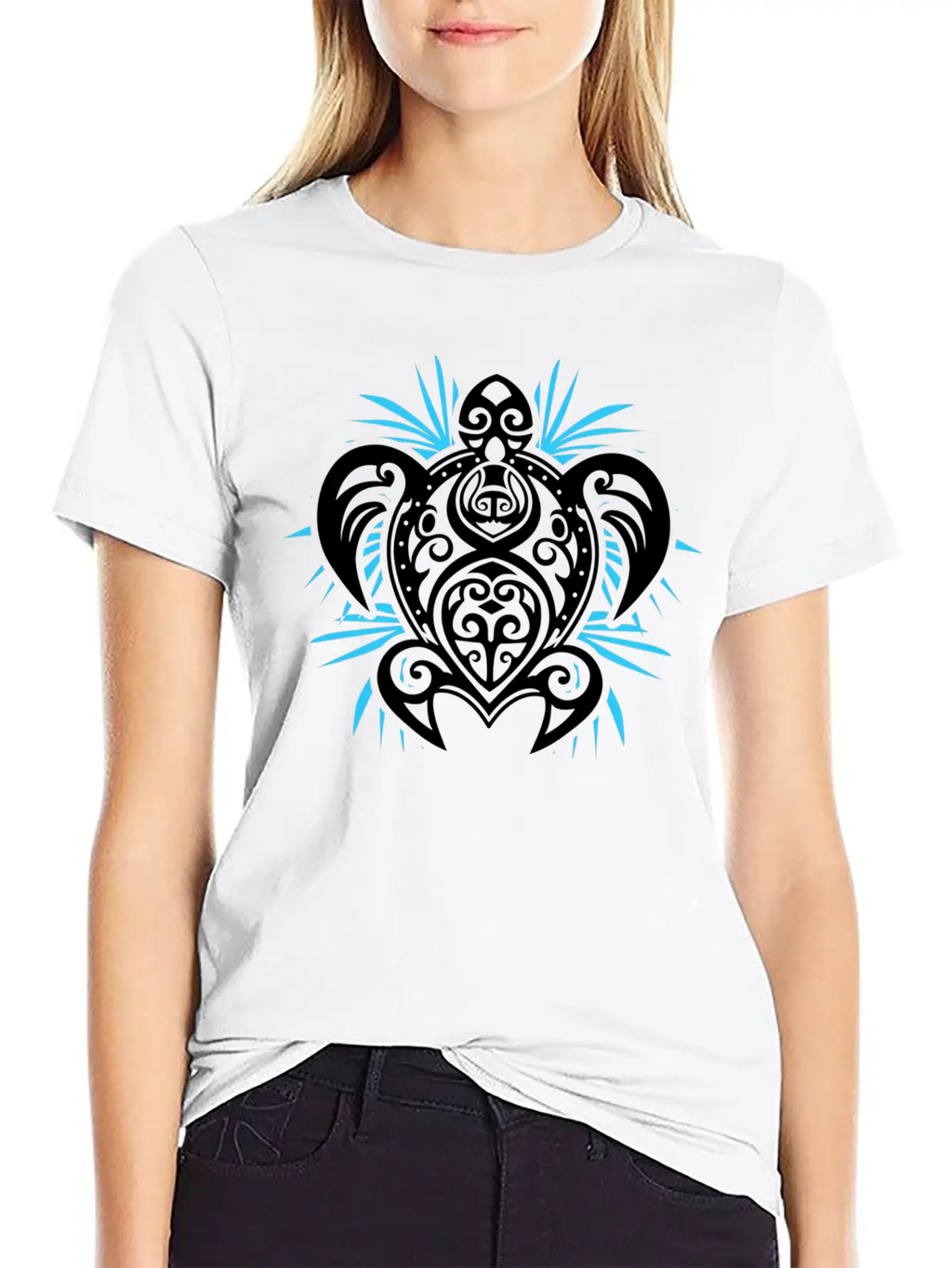 Ocean Blue Tribal Hawaiian Sea Turtle Classic Cotton Tee – Unisex Comfort For Any Season