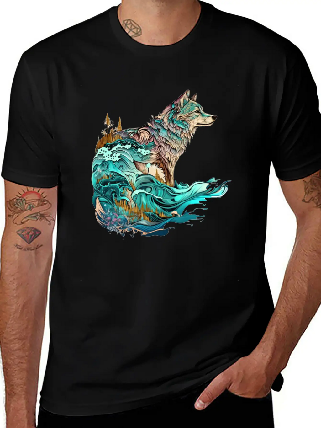Ocean Sea Water Wolf Breathable Soft Cotton T-Shirt – Timeless Casual Look