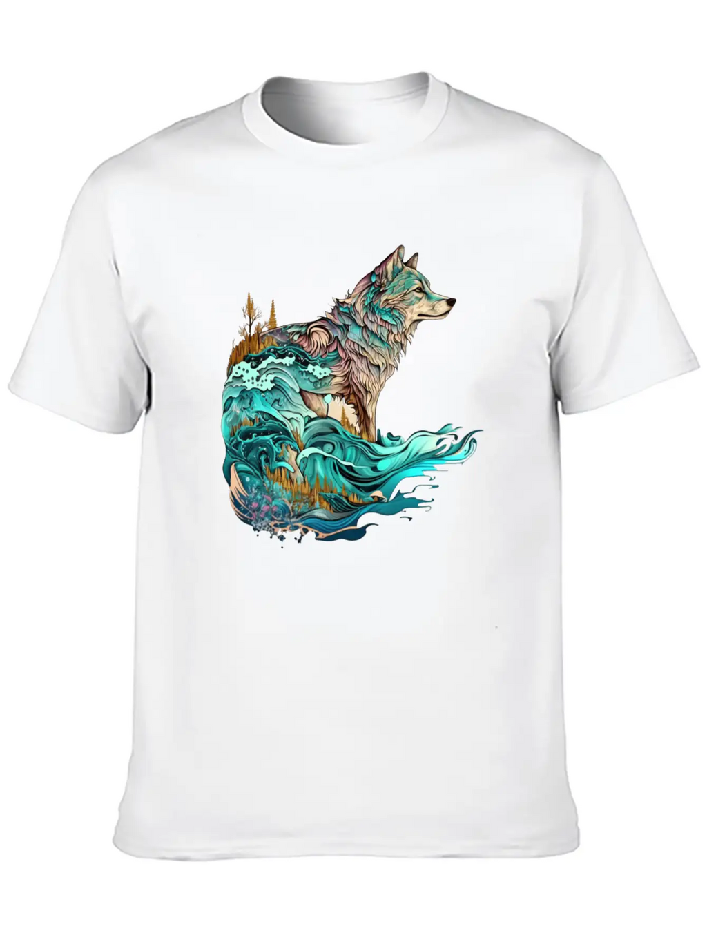 Ocean Sea Water Wolf Breathable Soft Cotton T-Shirt – Timeless Casual Look