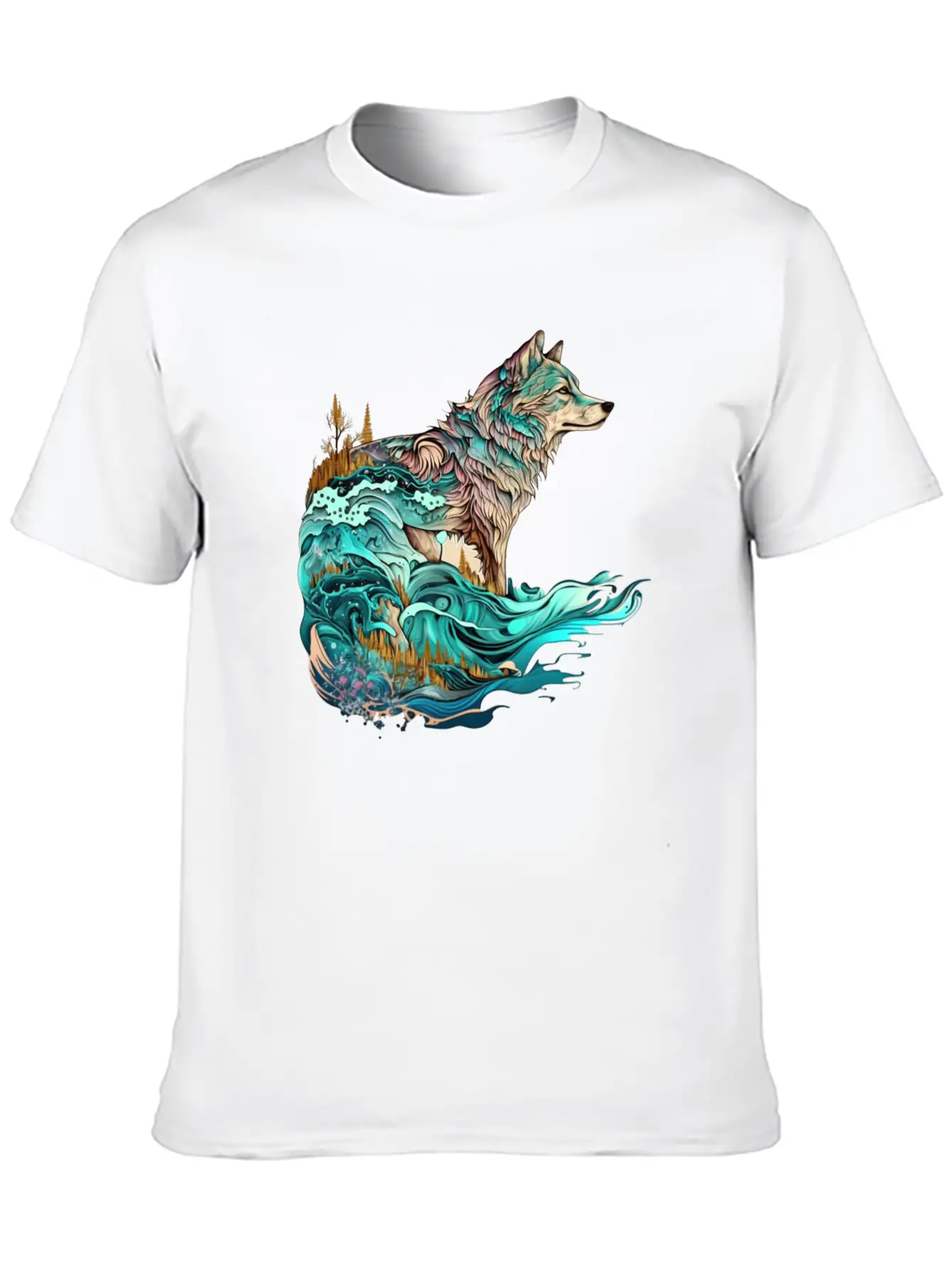 Ocean Sea Water Wolf Breathable Soft Cotton T-Shirt – Timeless Casual Look