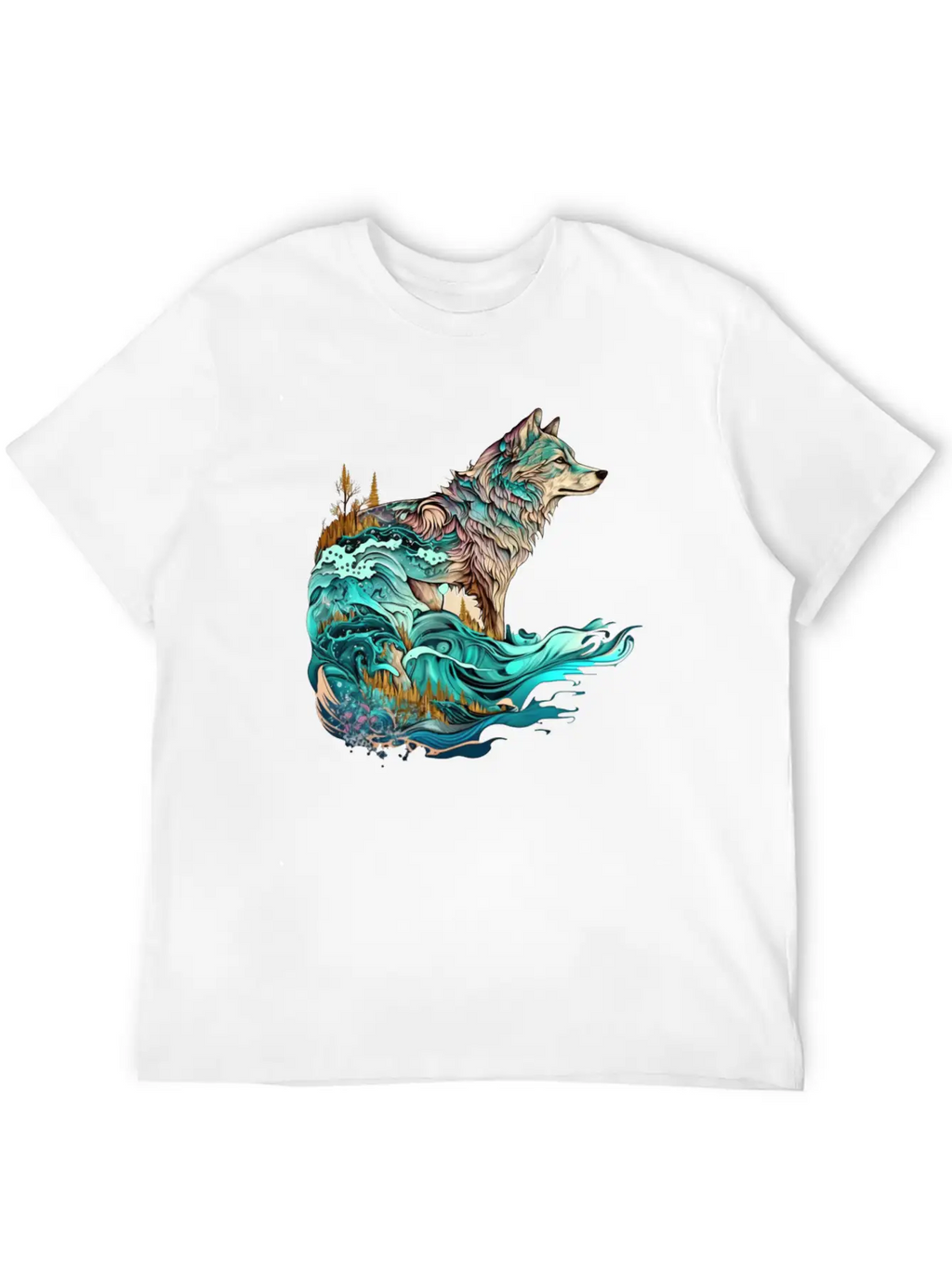Ocean Sea Water Wolf Breathable Soft Cotton T-Shirt – Timeless Casual Look