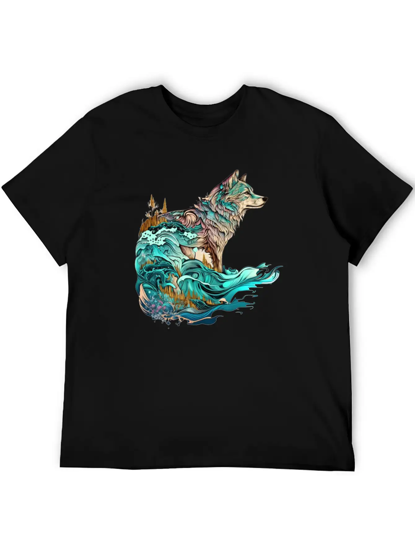 Ocean Sea Water Wolf Breathable Soft Cotton T-Shirt – Timeless Casual Look