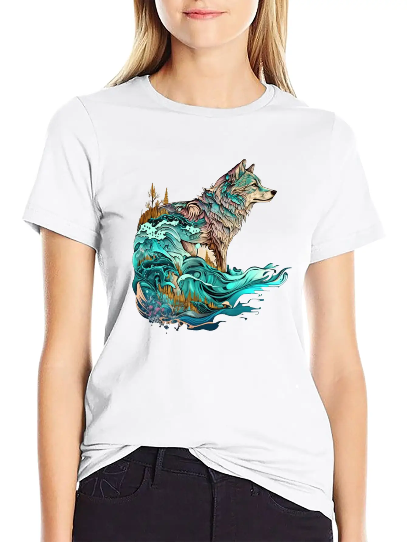 Ocean Sea Water Wolf Breathable Soft Cotton T-Shirt – Timeless Casual Look